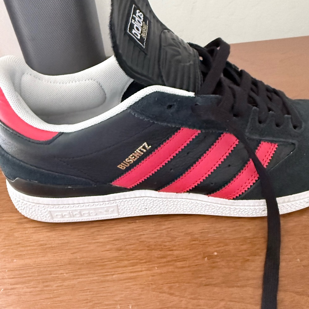 Adidas Black and Red Busenitz Sneakers, UNCUT…New, no box